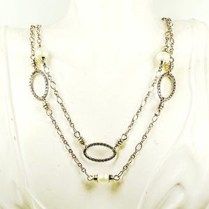 JOHN HARDY Sterling Silver 18K Gold FW Pearls Long 36" Necklace